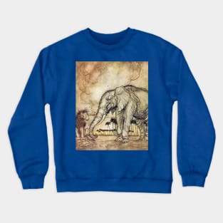 The Lion, Jupiter and the Elephant - Arthur Rackham Crewneck Sweatshirt